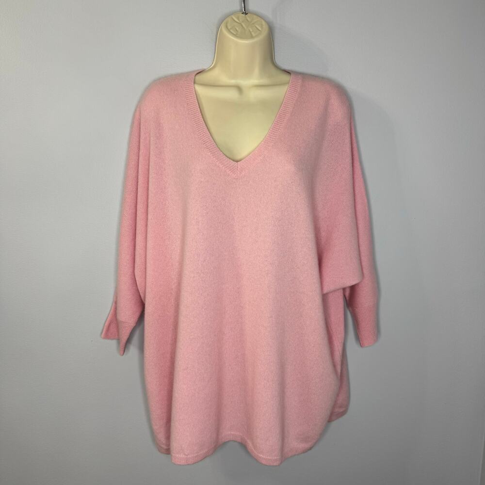 Two Bees Cashmere V neck Cashmere Sweater Relax Fit Quiet Luxury Pink Womens O/S